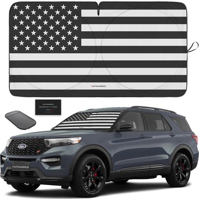 1-PIECE B&W USA FLAG SUNSHADE (MEDIUM)